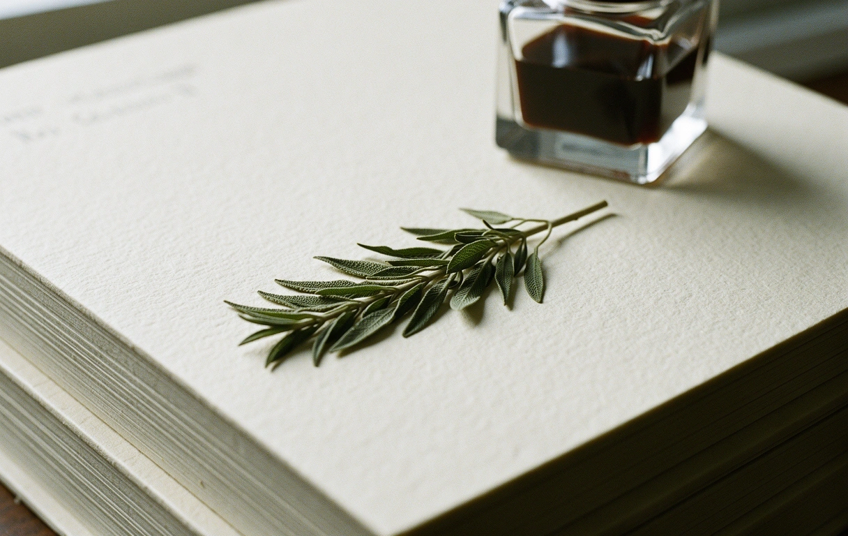 Botanical study of a pressed fern on archival paper